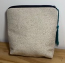 Petite pochette en coton certifié Oeko-Tex et lin – 18x18cm 