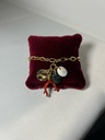 Bracelet chaîne en plaqué or avec œil de Sainte Lucie, corail, serpentine corse et médaille de la Vierge ~21cm