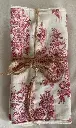 Lot de 2 essuie-tout réutilisables - 29x20 cm - Tissu toile de jouy rouge et éponge de bambou 