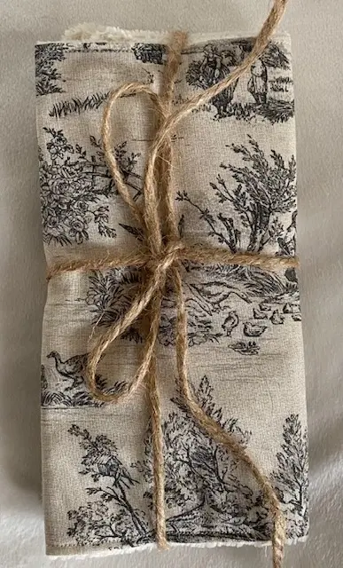 Lot de 2 essuie-tout réutilisables - 29x20 cm - Tissu toile de jouy noir et éponge de bambou 