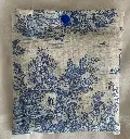 Lot de 7 lingettes démaquillantes imprimées Toile de Jouy bleu et éponge de bambou
