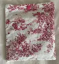 Lot de 7 lingettes démaquillantes imprimées Toile de Jouy rouge et éponge de bambou