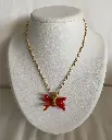 Ras du cou chaîne plaqué or avec gros fagot de corail - 43 cm