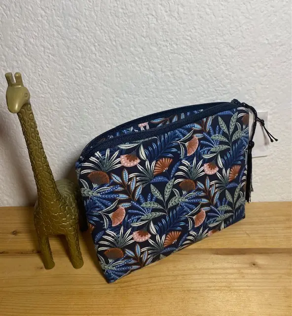 Petite pochette imprimée fleuri tropical bleu – 17 cm