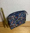 Petite pochette imprimée fleuri tropical bleu – 17 cm