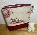 Pochette Toile de Jouy rouge et simili cuir – 19 cm
