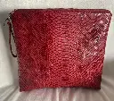 Pochette en simili cuir rouge avec dragonne – 28 cm