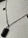 Chaînes en acier inoxydable argenté et pendentif en pierre naturelle