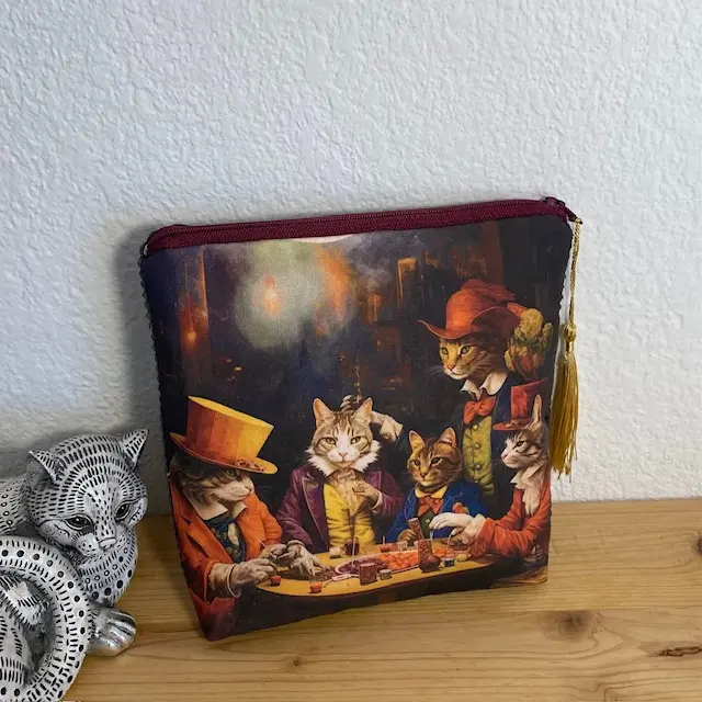 Petite pochette en coton certifié Oeko-Tex et lin – 18x18cm 