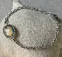 Bracelets argentés avec chaîne en acier inoxydable et pierres serties laiton argenté