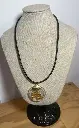 Ras du cou en cuir – Pendentif ampoule avec fleurs d’immortelle – 43 cm