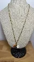 Collier breloques Corse – Œil de Sainte Lucie, corail et serpentine – Chaîne plaqué or