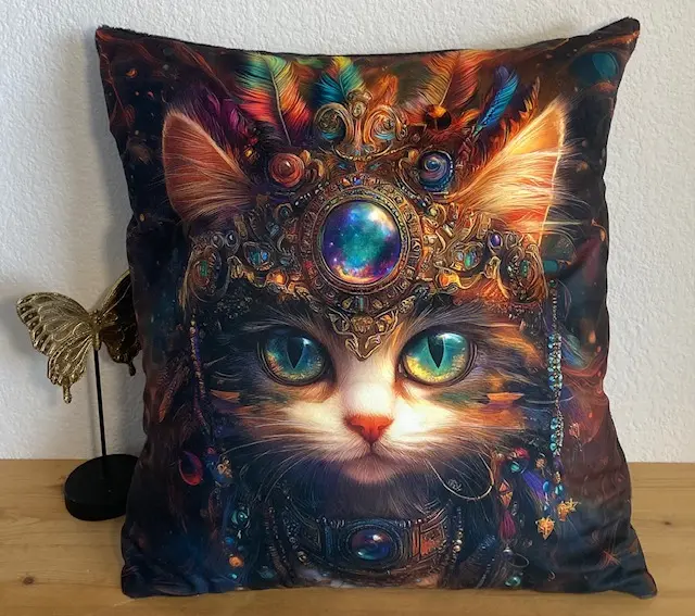 Coussin chat en Velours Ras – Élégance et Style Original 
