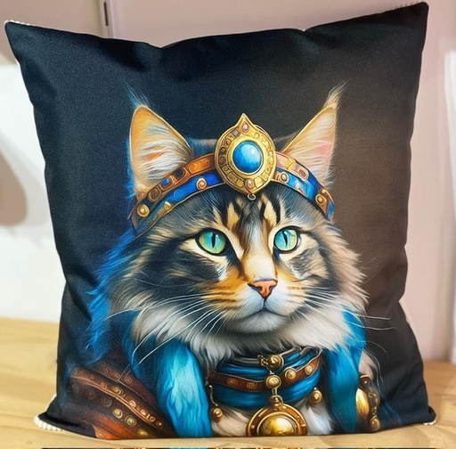 Coussin chat imperméable avec impression numérique et velours -38x38cm