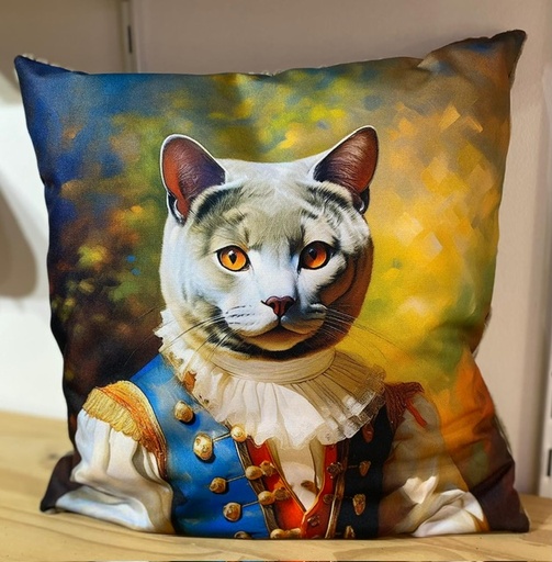 Coussin chat imperméable avec impression numérique et velours -38x38cm