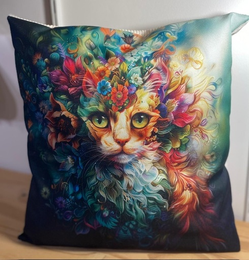 Coussin chat imperméable avec impression numérique et velours -38x38cm