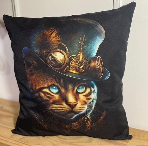 Coussin chat imperméable avec impression numérique et velours -38x38cm