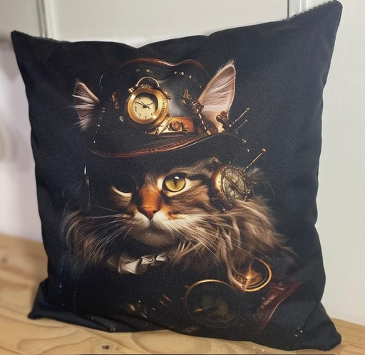 Coussin chat imperméable avec impression numérique et velours -38x38cm