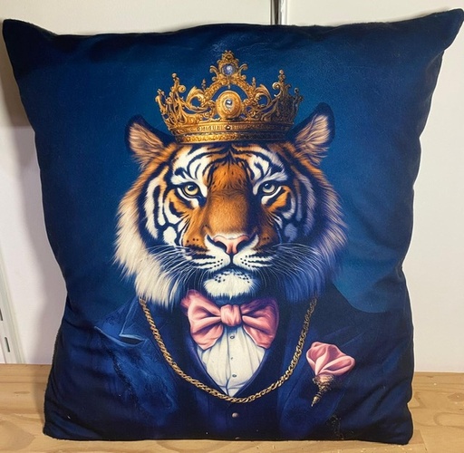 Coussin tigre royal en velours ras