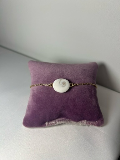Bracelet avec fine chaîne en plaqué or et œil de Sainte Lucie ~20cm