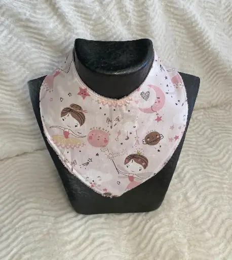 Bavoir bandana naissance à 1 an - Tissu imprimé danseuse et éponge de bambou