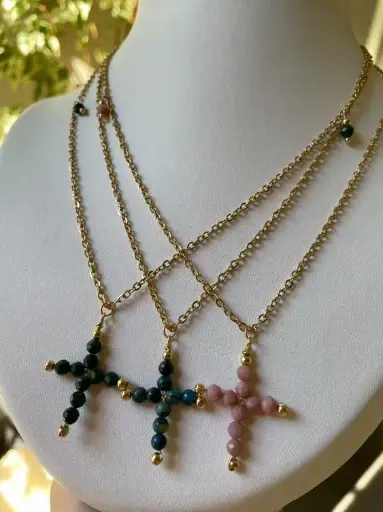 Croix pendentifs et chaîne acier inoxydable: