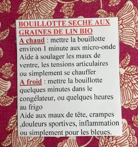 Bouillotte déhoussable avec graines de lin bio – 26x10 cm