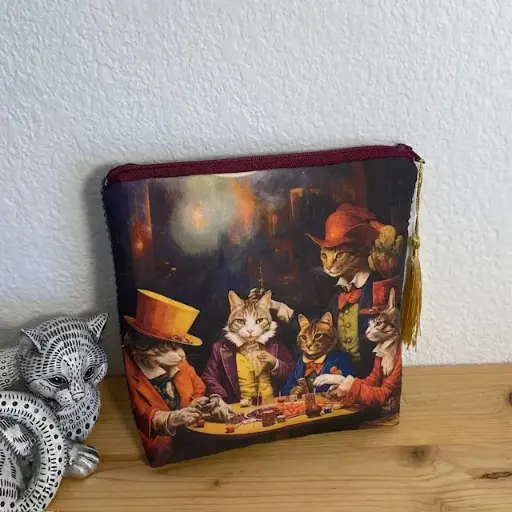 Petite pochette en coton certifié Oeko-Tex et lin – 18x18cm 