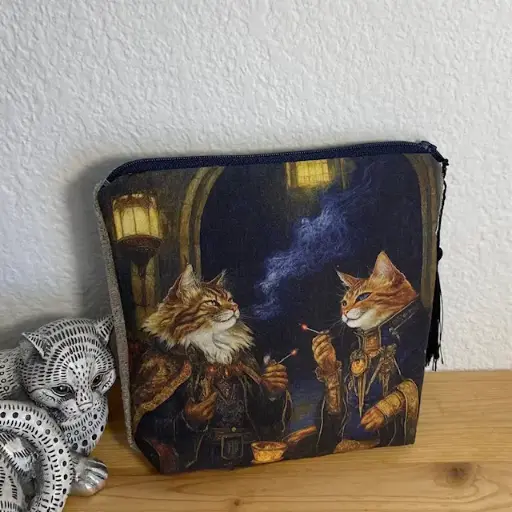 Petite pochette en coton certifié Oeko-Tex et lin – 18x18cm 