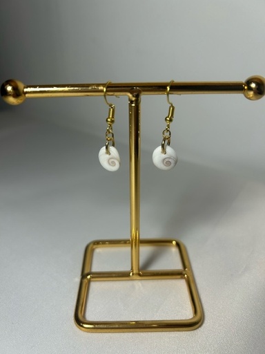 Boucles d'oreilles pendantes en plaqué or avec œil de Sainte Lucie ~3cm
