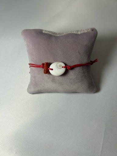 Bracelet cordon réglable avec corail et œil de Sainte Lucie corse