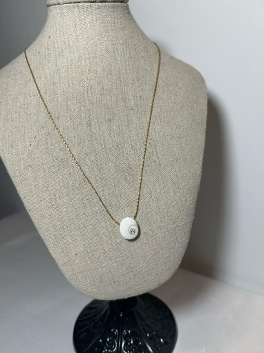 Ras du cou petite chaîne avec œil de Sainte Lucie et strass incrusté ~43cm